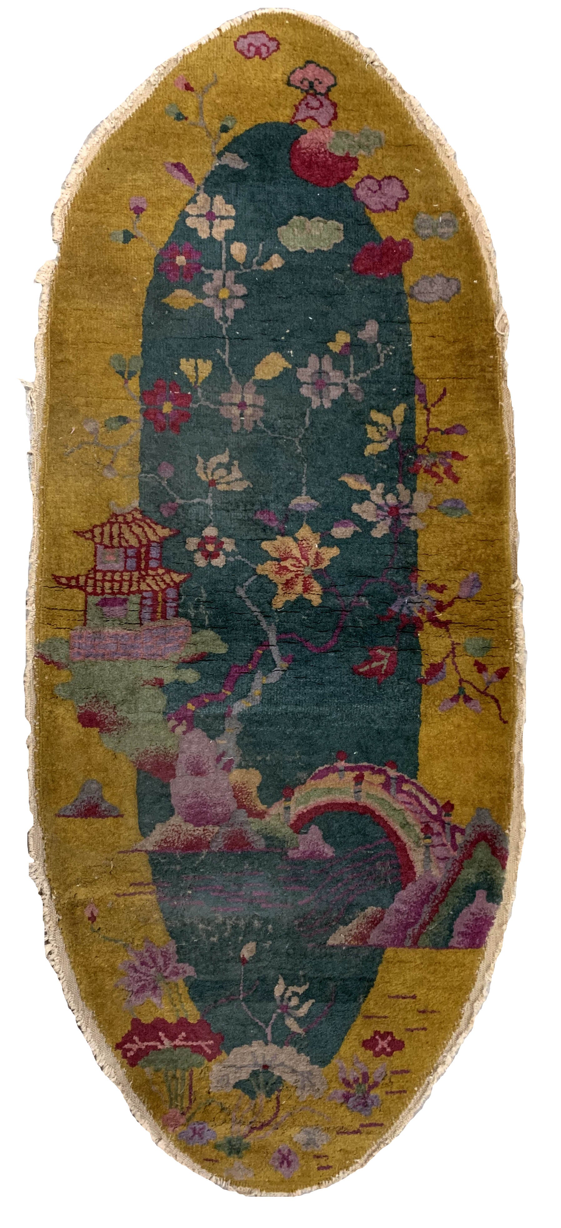 Handmade antique Art Deco Chinese rug 1920s