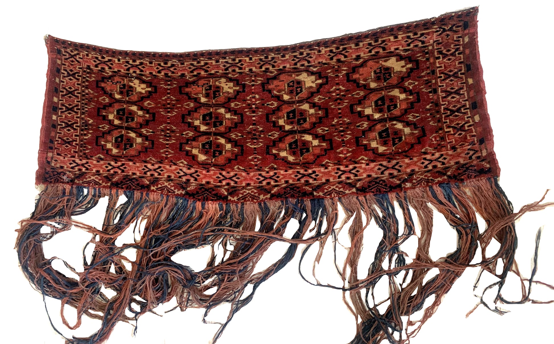 Handmade antique collectible Turkmen Tekke rug 1880s