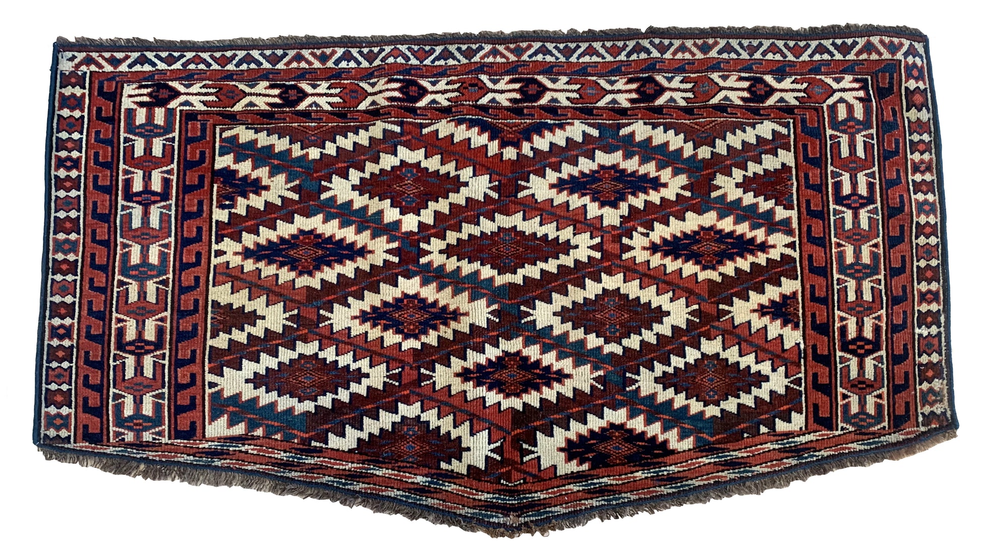 Handmade antique collectible Turkmen Asmalik rug 1870s