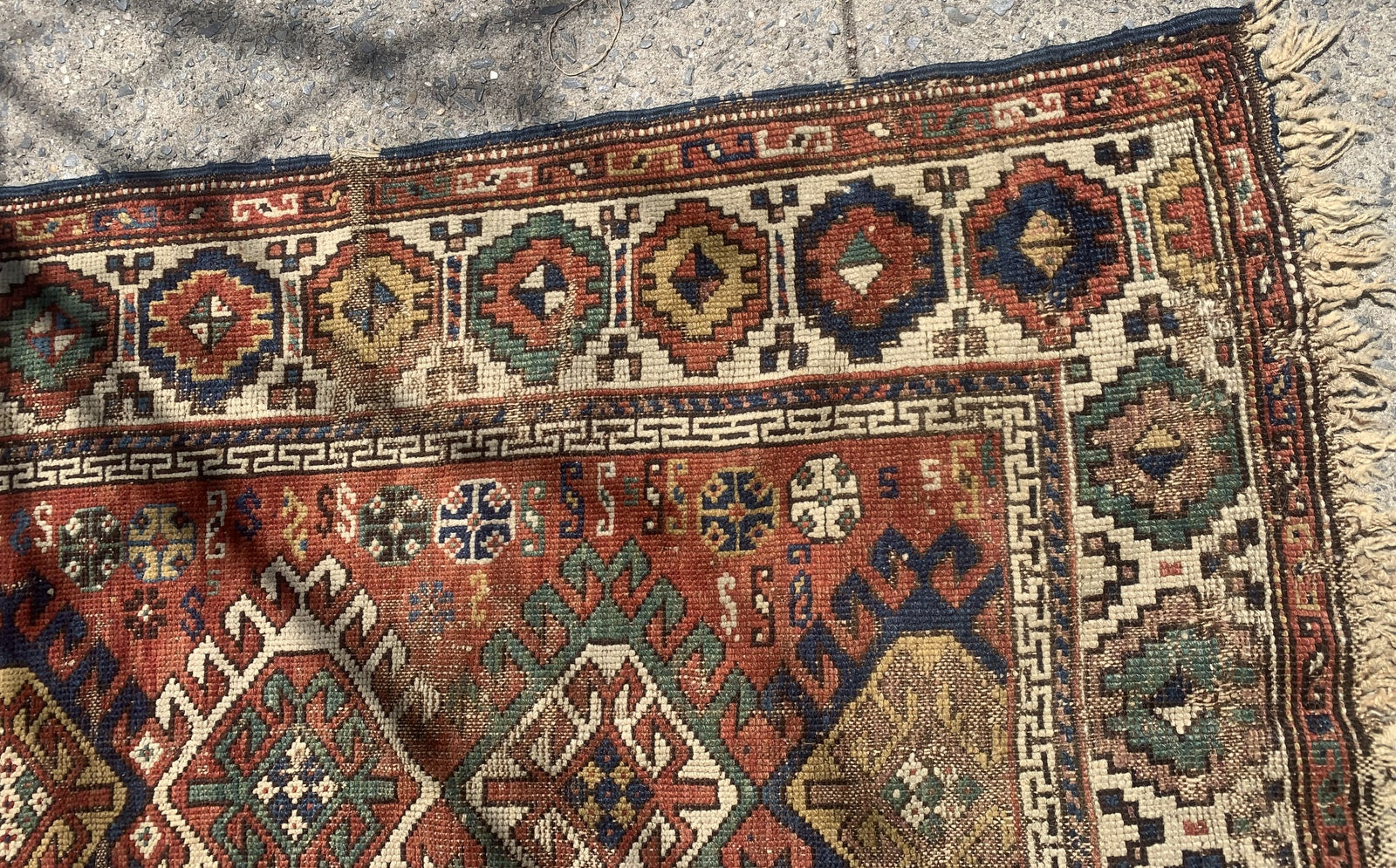 Handmade antique Caucasian Kazak rug 1880s