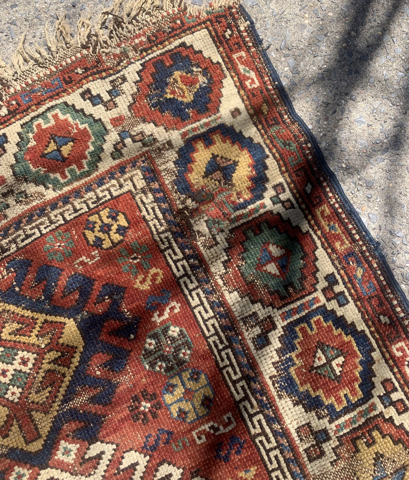 Handmade antique Caucasian Kazak rug 1880s