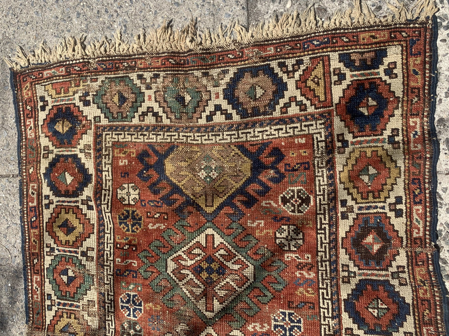 Handmade antique Caucasian Kazak rug 1880s