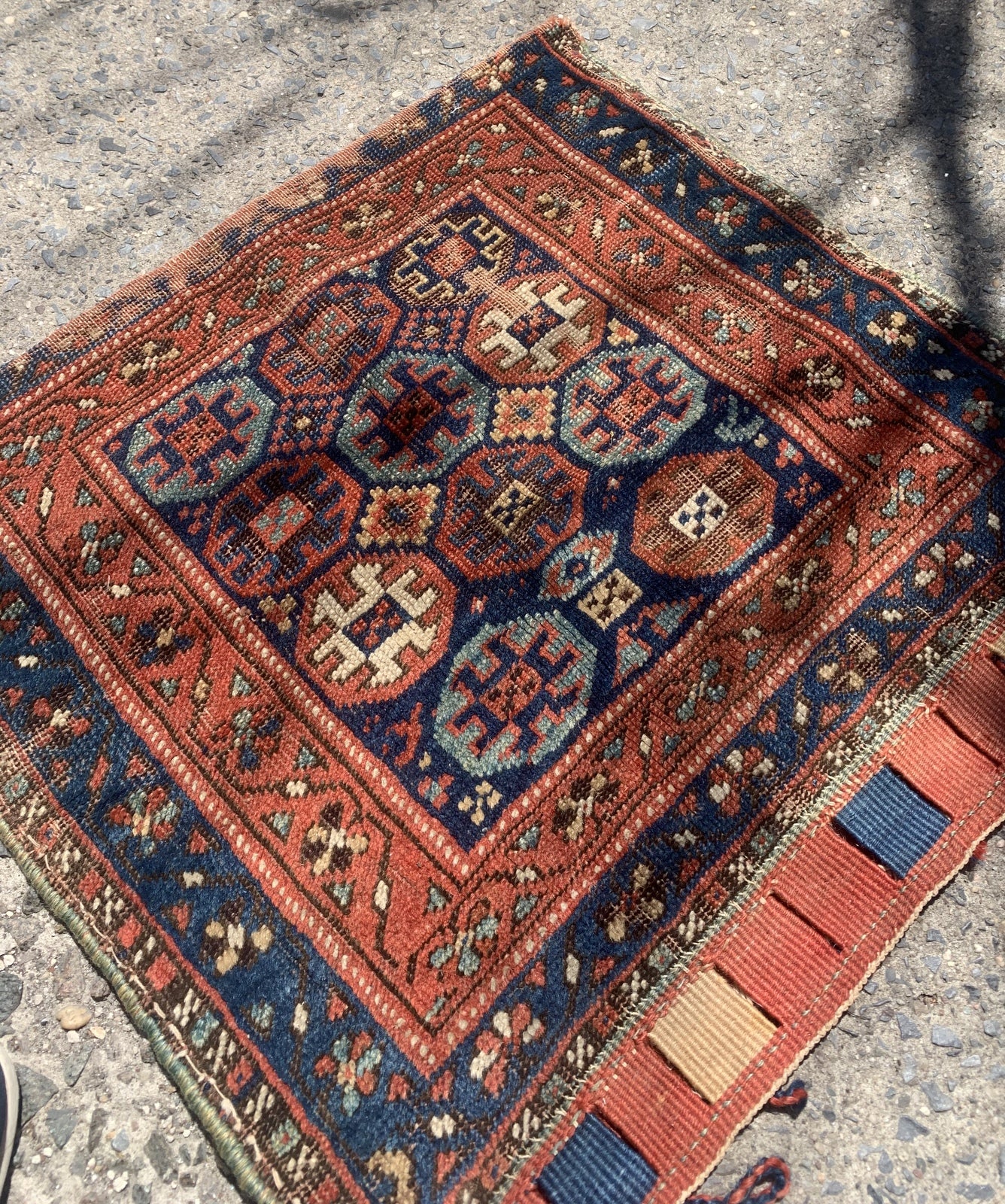 Handmade antique collectible Persian Kurdish bag 1880s