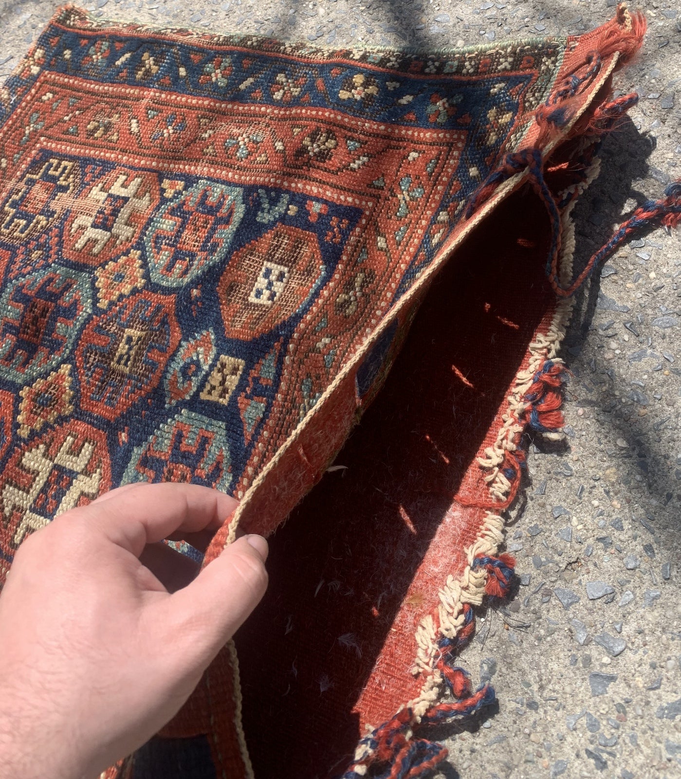 Handmade antique collectible Persian Kurdish bag 1880s