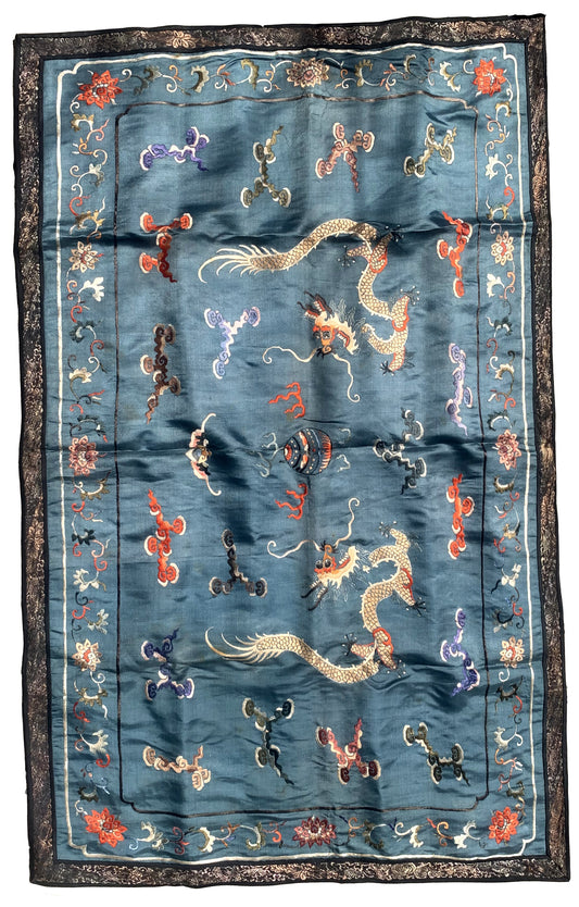 Handmade antique Chinese collectible silk textile 1870s