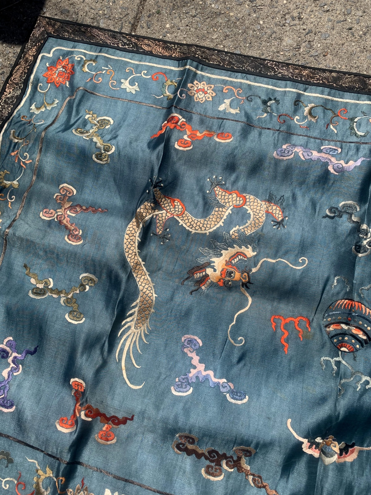 Handmade antique Chinese collectible silk textile 1870s