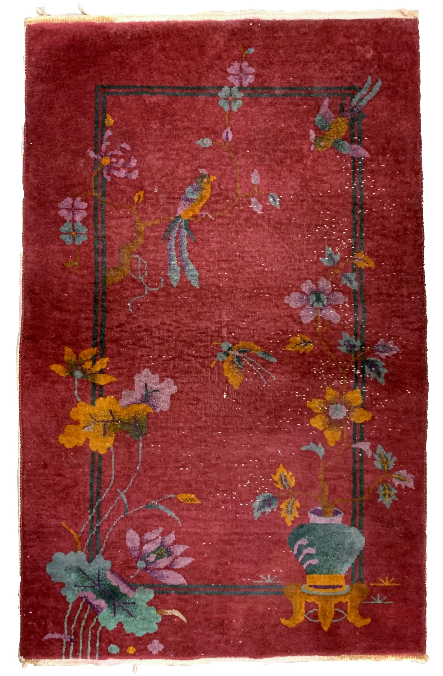 Handmade antique Art Deco Chinese rug 1920s