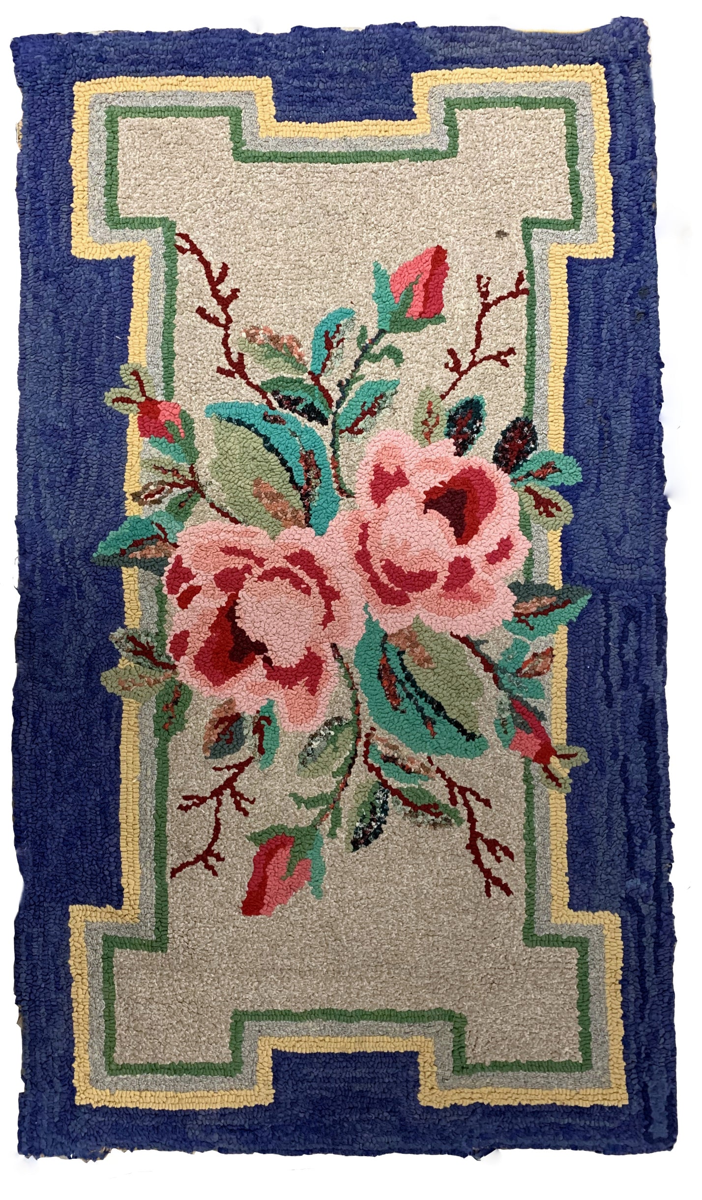 Handmade antique American Hooked rug 1920s