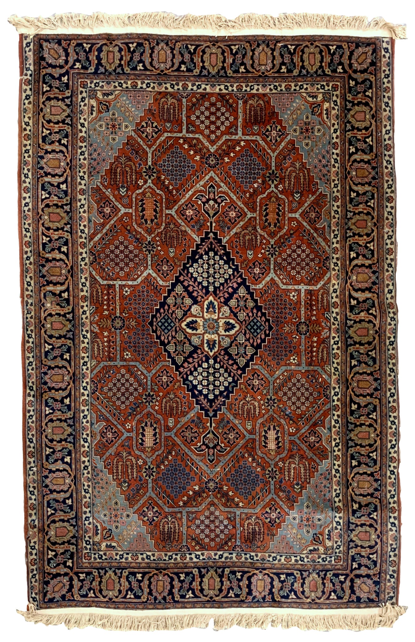 Handmade antique Persian Jozan rug 1920s