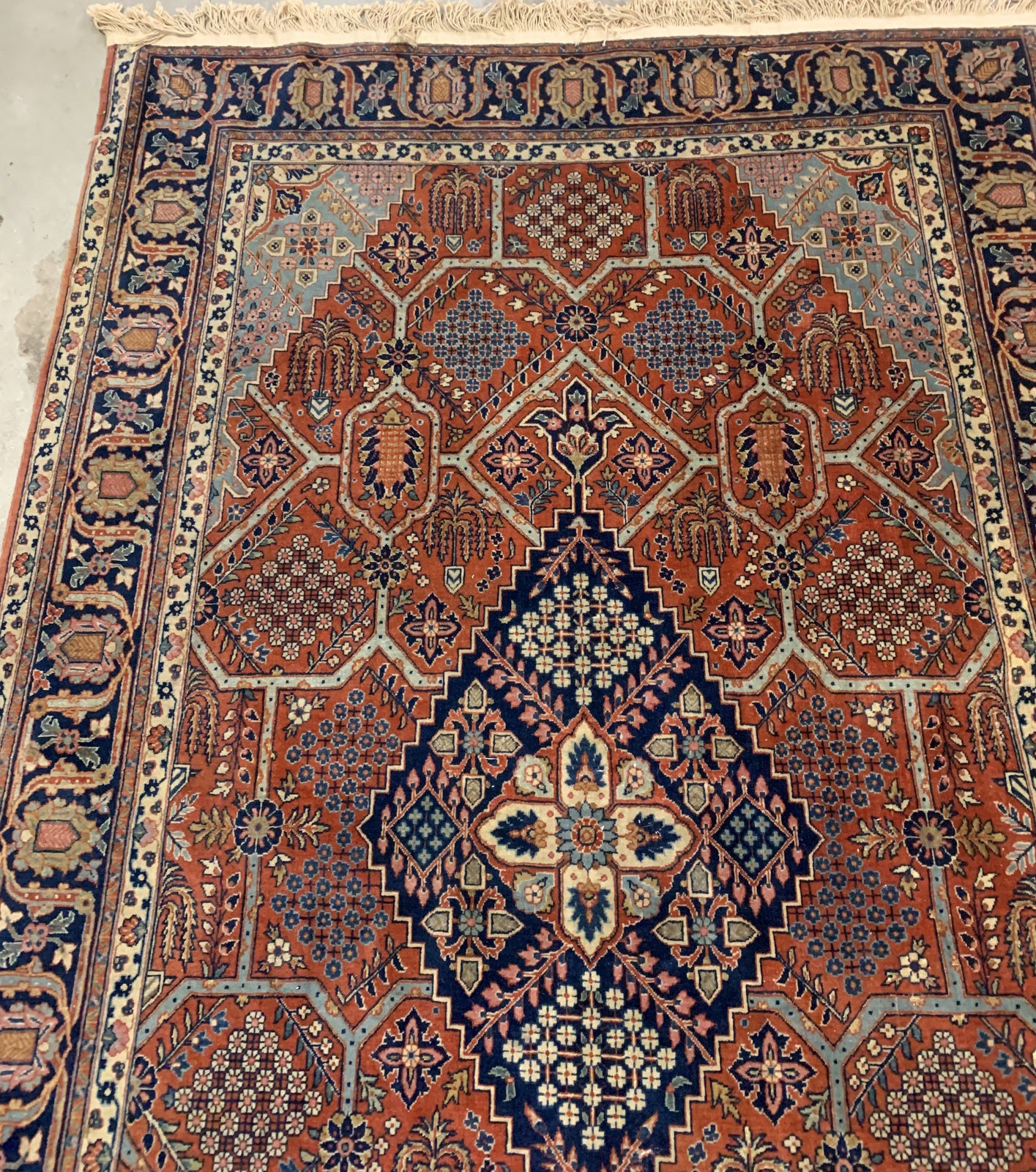 Handmade antique Persian Jozan rug 1920s