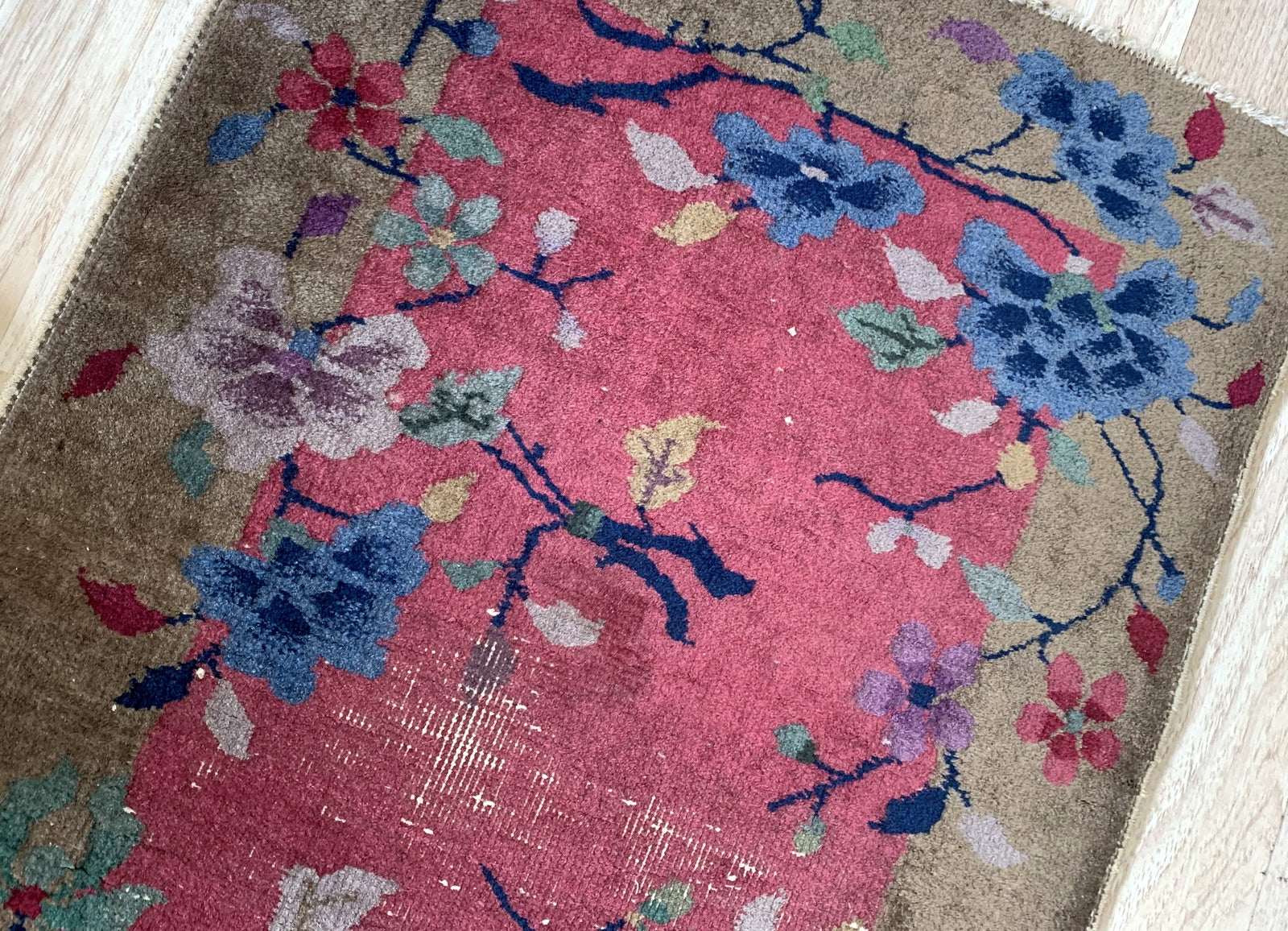 Vintage collectible rug with unique size of 2.1' x 4.2' and Chinese origin.