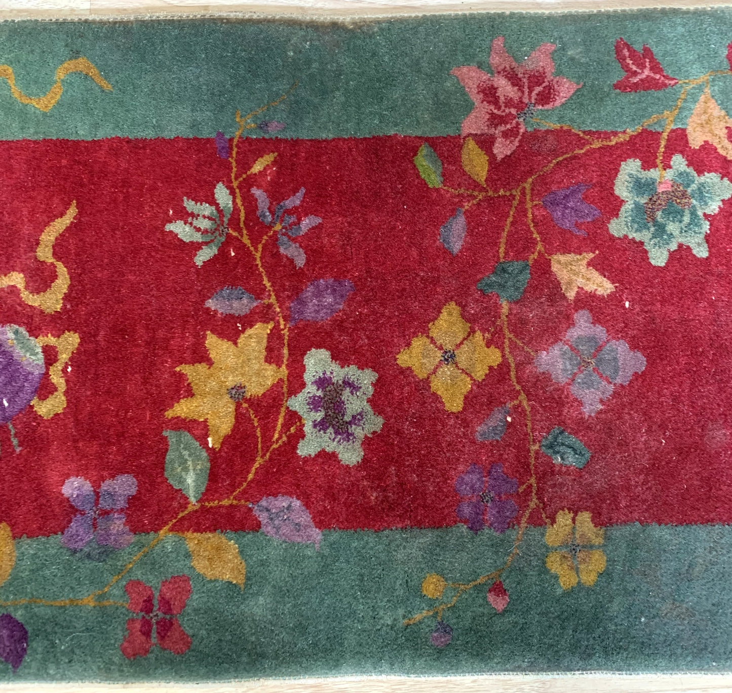 Handcrafted details on vintage rug