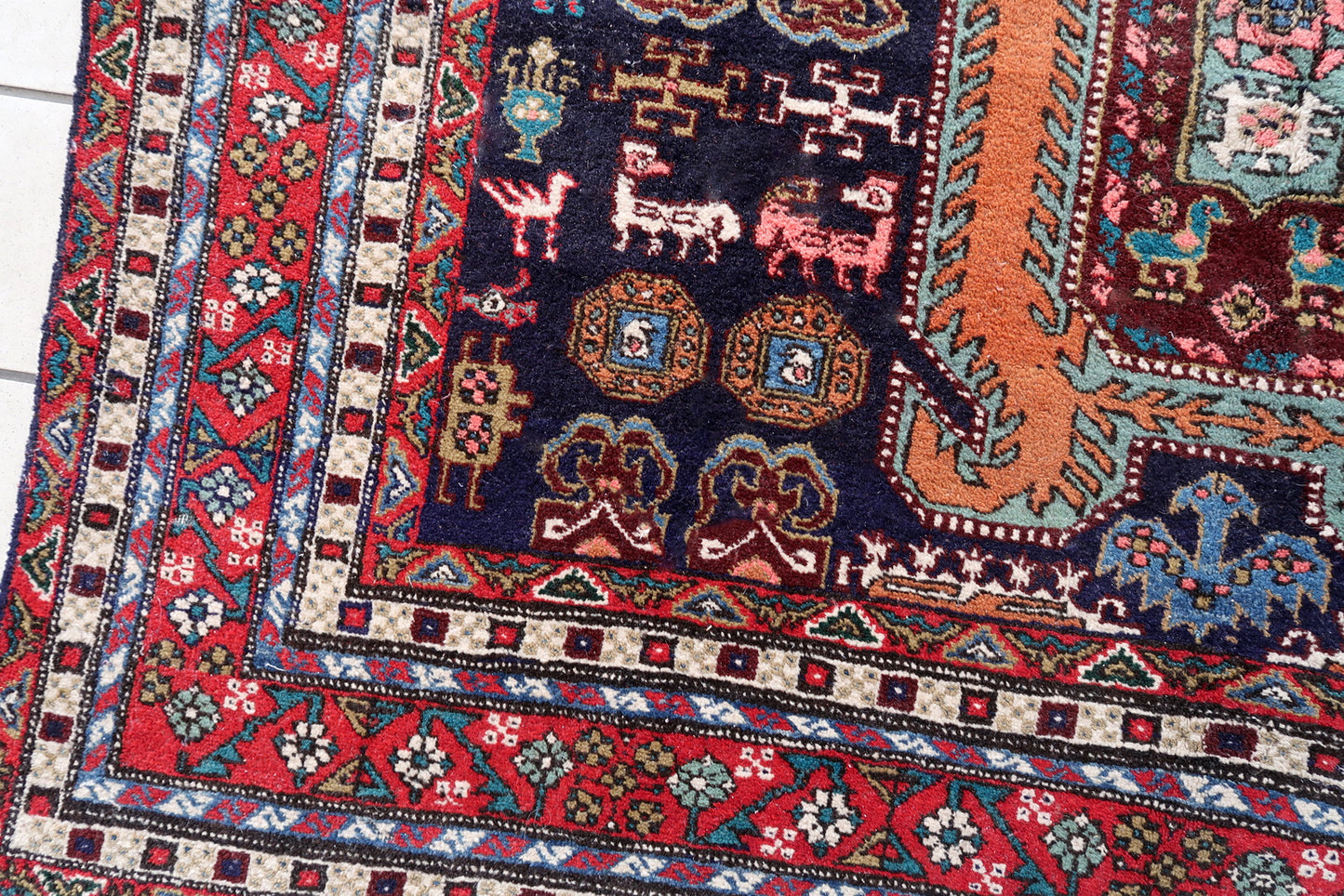 Handmade vintage Armenian Erevan rug 1960s