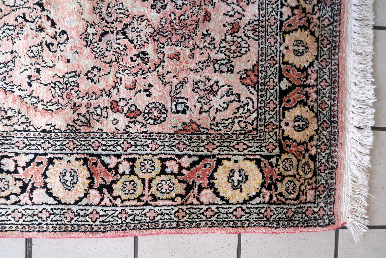Handmade vintage Persian Tabriz silk rug 1970s
