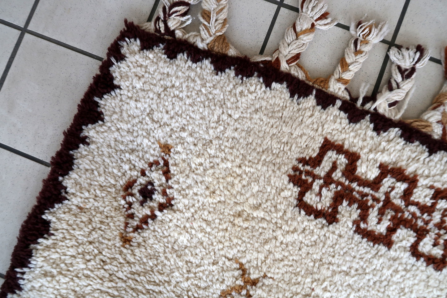 Handmade vintage Moroccan Berber rug 1970s
