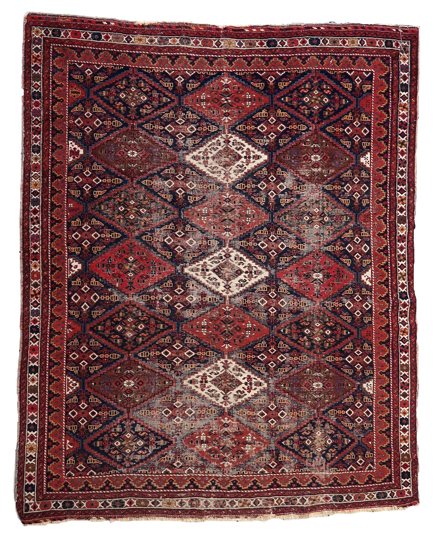 Handmade antique Persian Afshar distressed rug 1910s