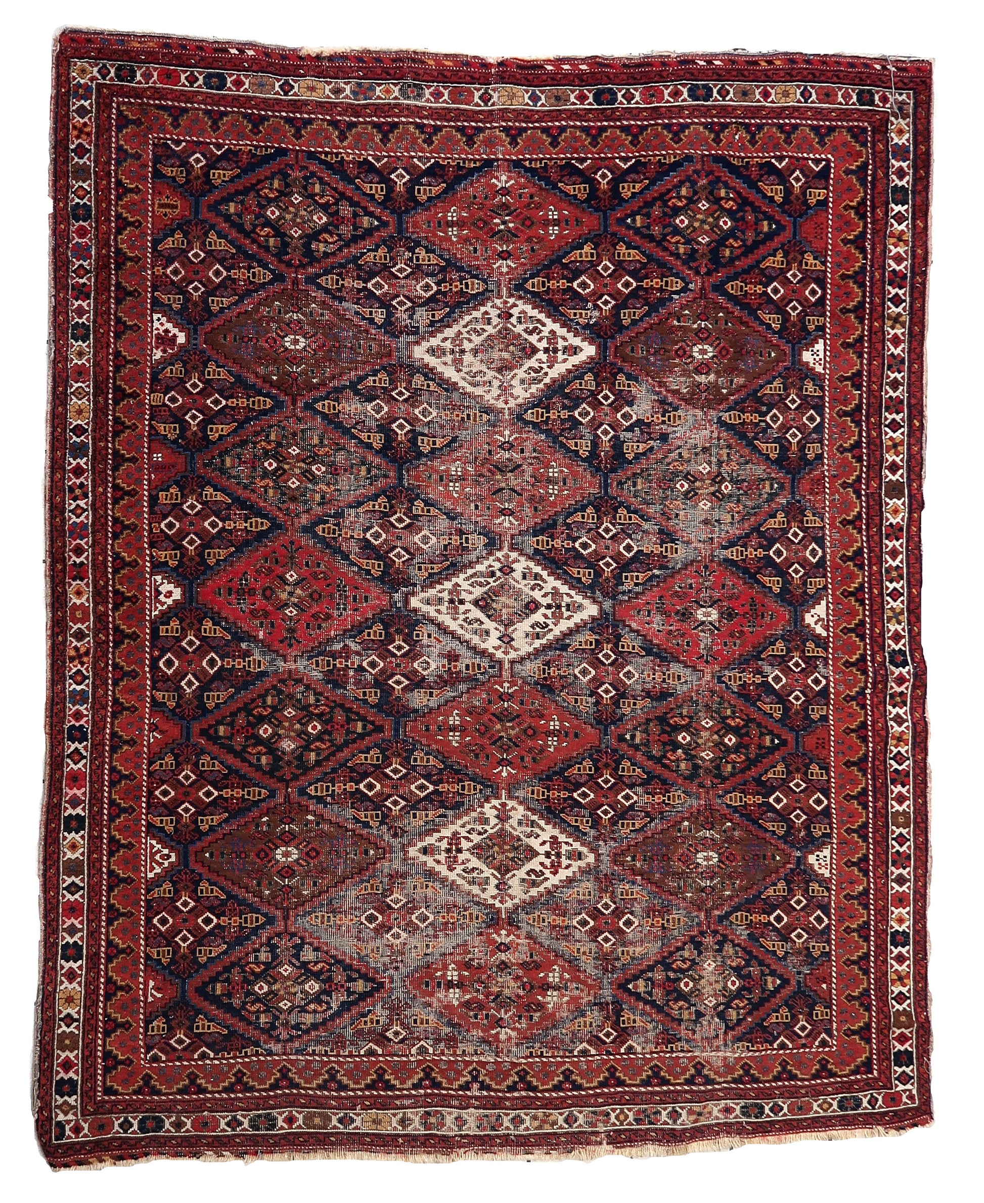 Handmade antique Persian Afshar distressed rug 1910s