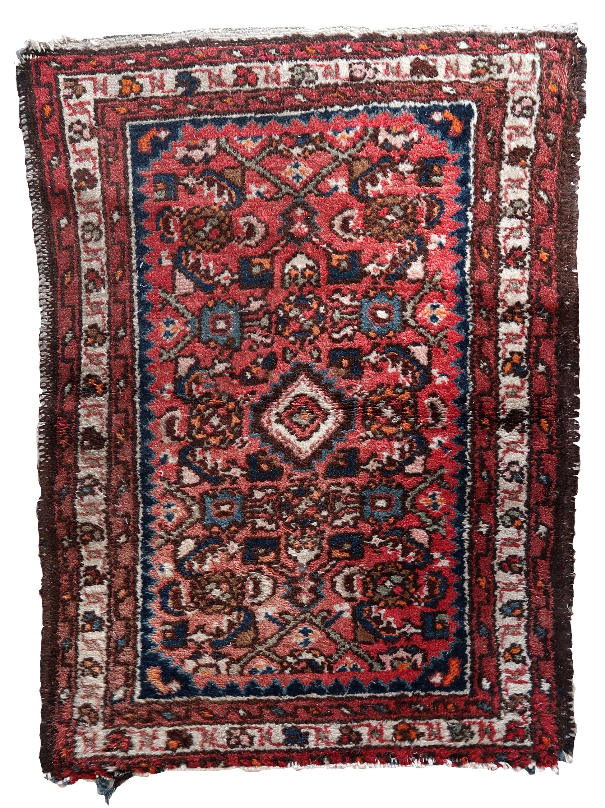 Handmade vintage Persian Hamadan rug 1970s