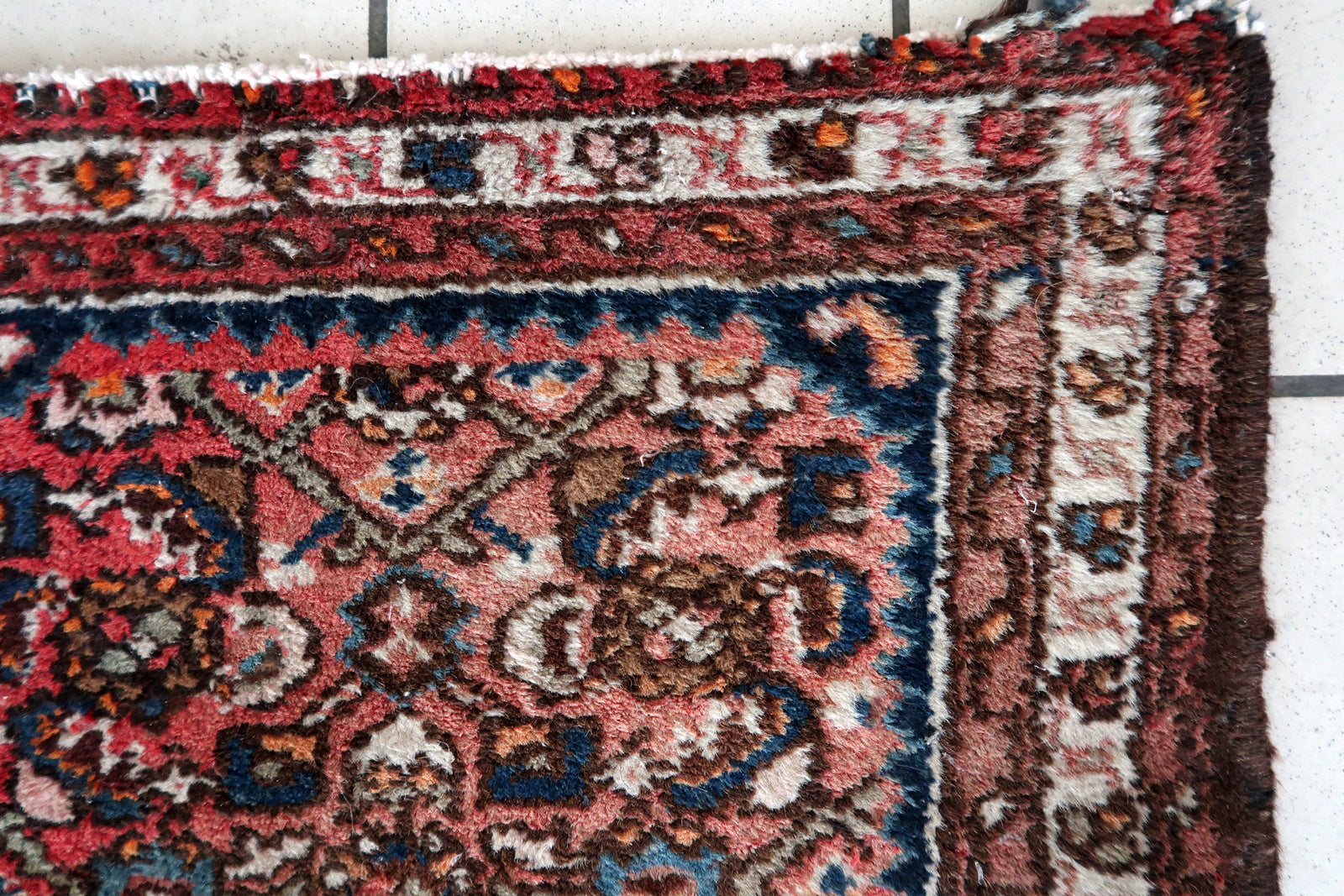 Handmade vintage Persian Hamadan rug 1970s