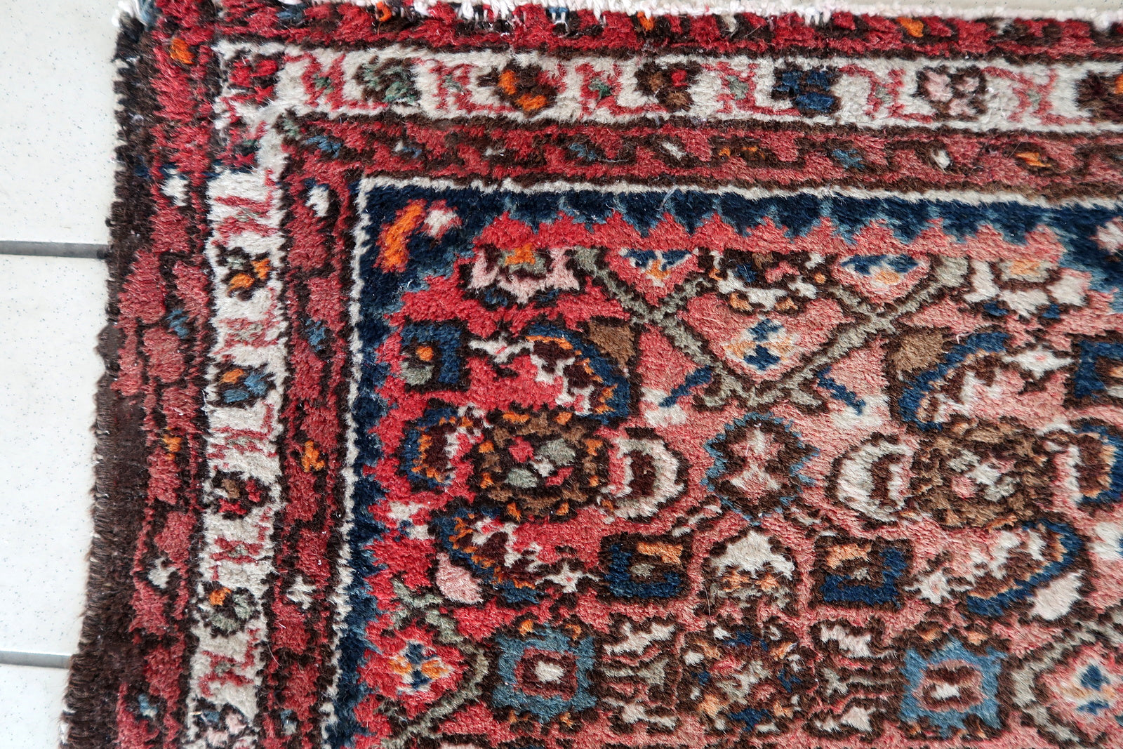 Handmade vintage Persian Hamadan rug 1970s