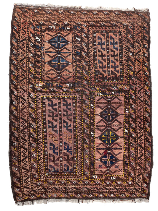 Handmade antique Afghan Baluch rug 1910s
