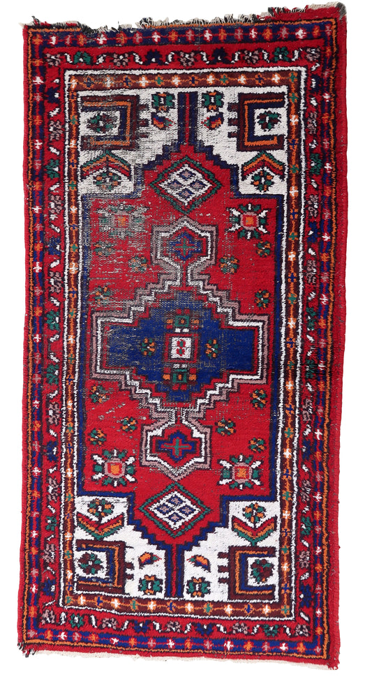 Handmade vintage Persian Hamadan rug 1970s