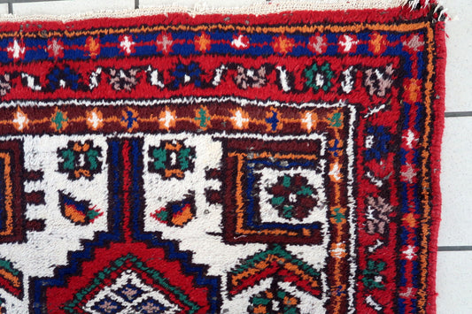 Handmade vintage Persian Hamadan rug 1970s