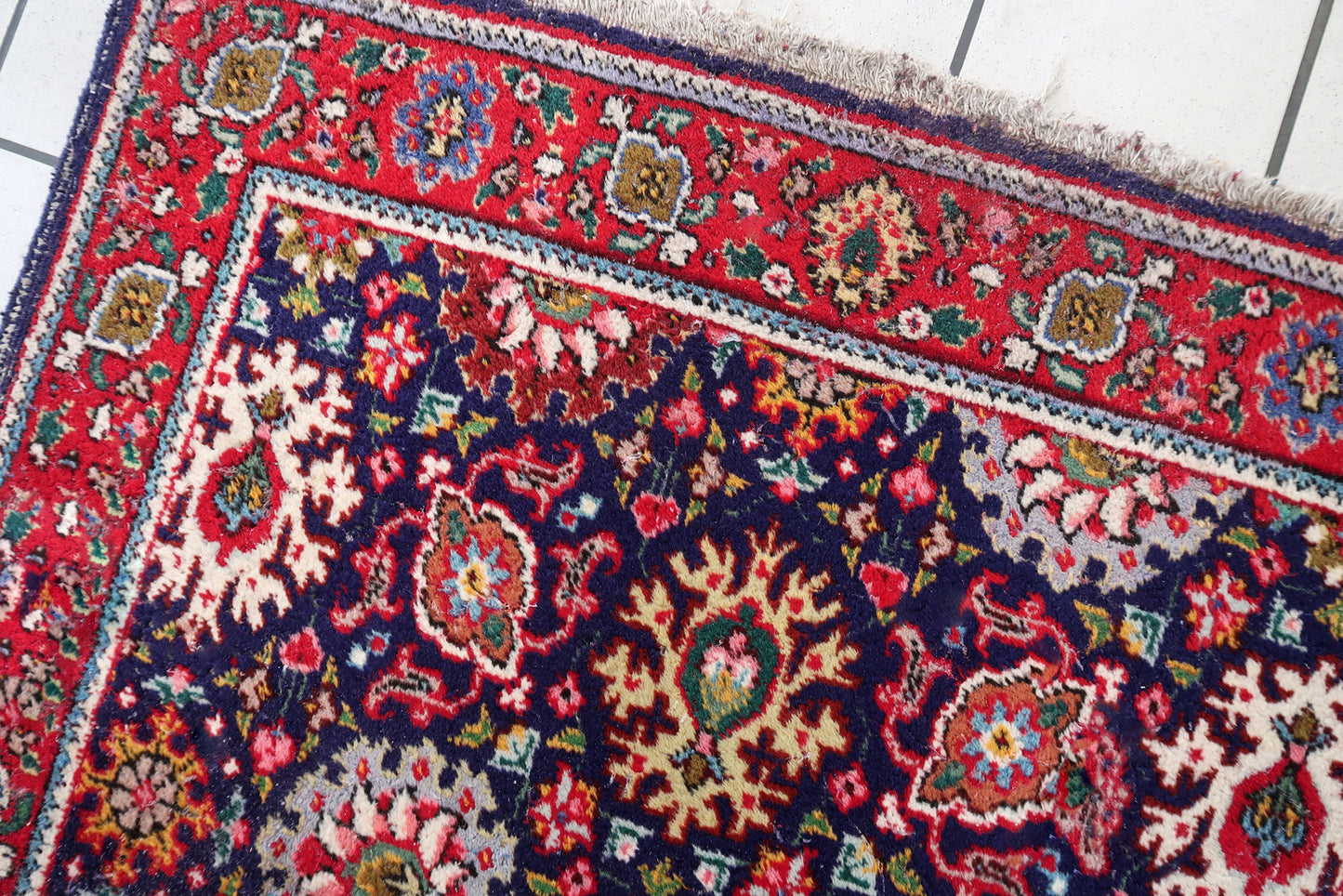 Handmade vintage Persian Tabriz rug 1950s
