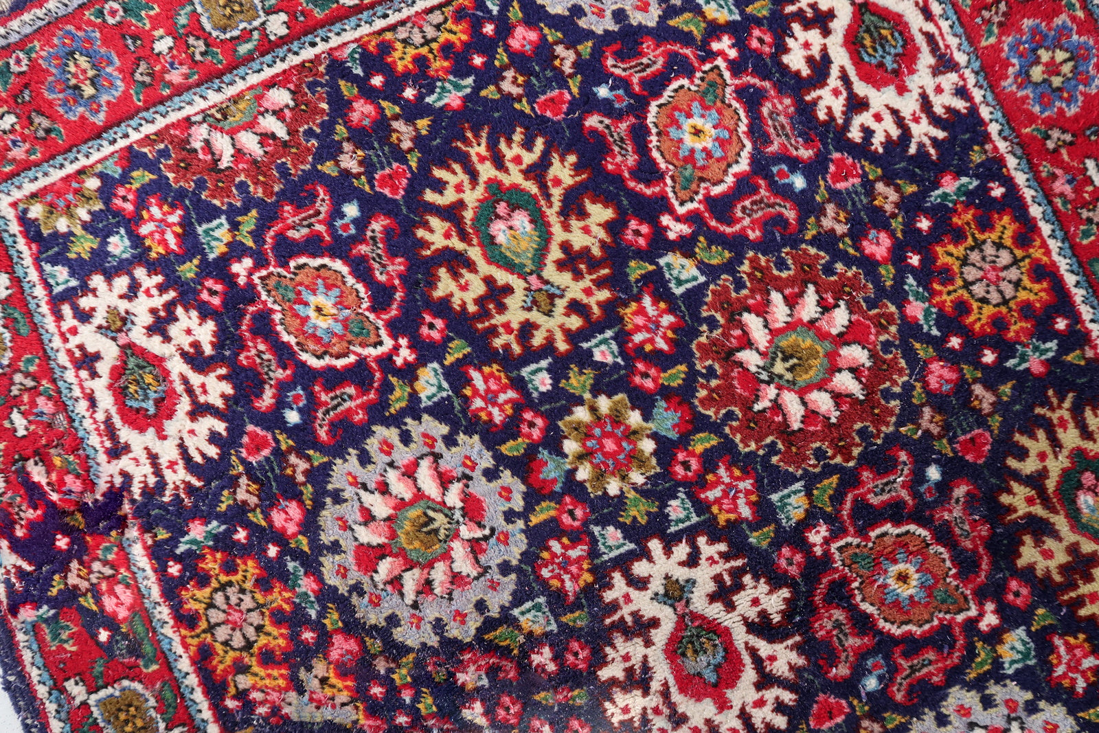 Handmade vintage Persian Tabriz rug 1950s