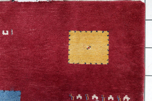 Handmade vintage Persian Gabbeh rug 1970s
