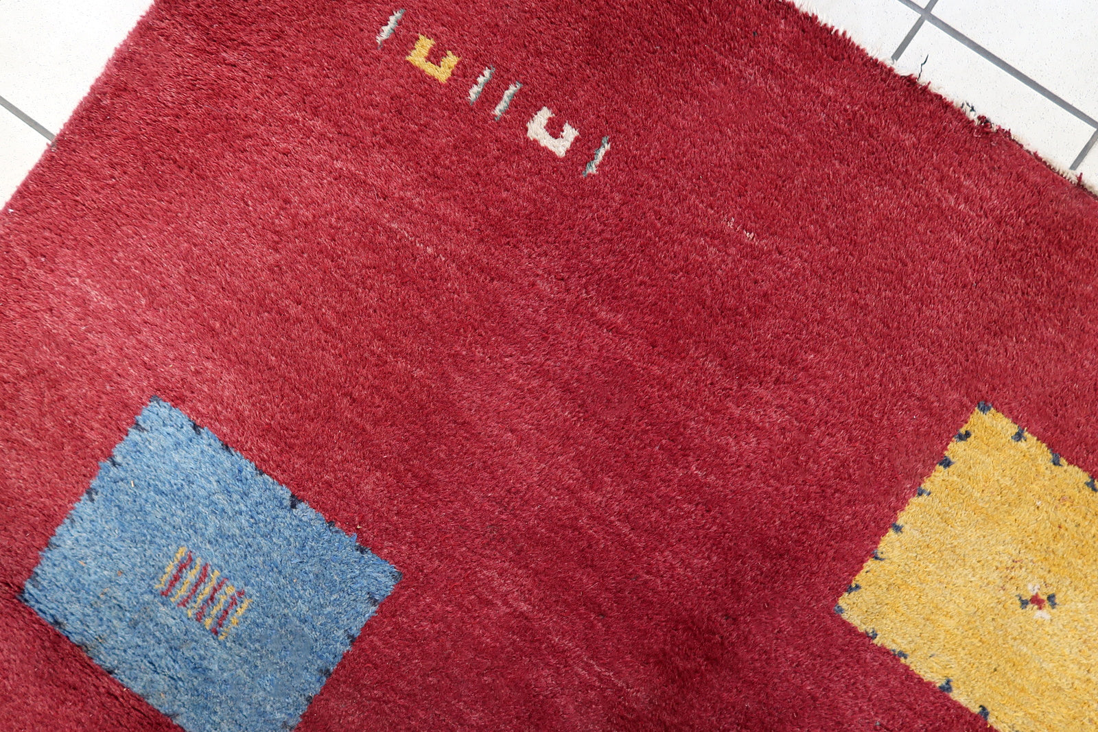 Handmade vintage Persian Gabbeh rug 1970s