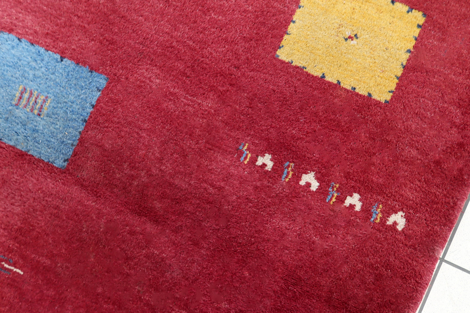 Handmade vintage Persian Gabbeh rug 1970s
