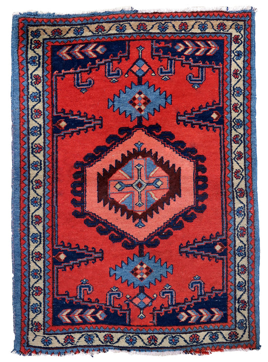 Handmade vintage Persian Hamadan rug 1970s