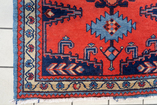 Handmade vintage Persian Hamadan rug 1970s