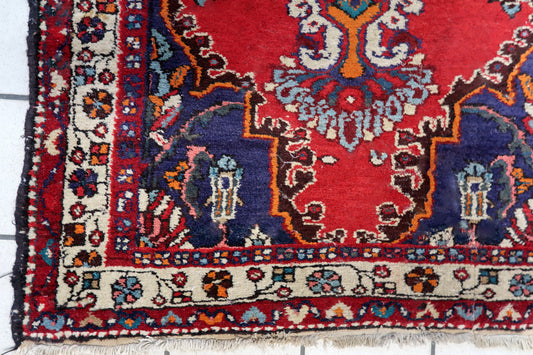 Handmade vintage Persian Hamadan rug 1970s