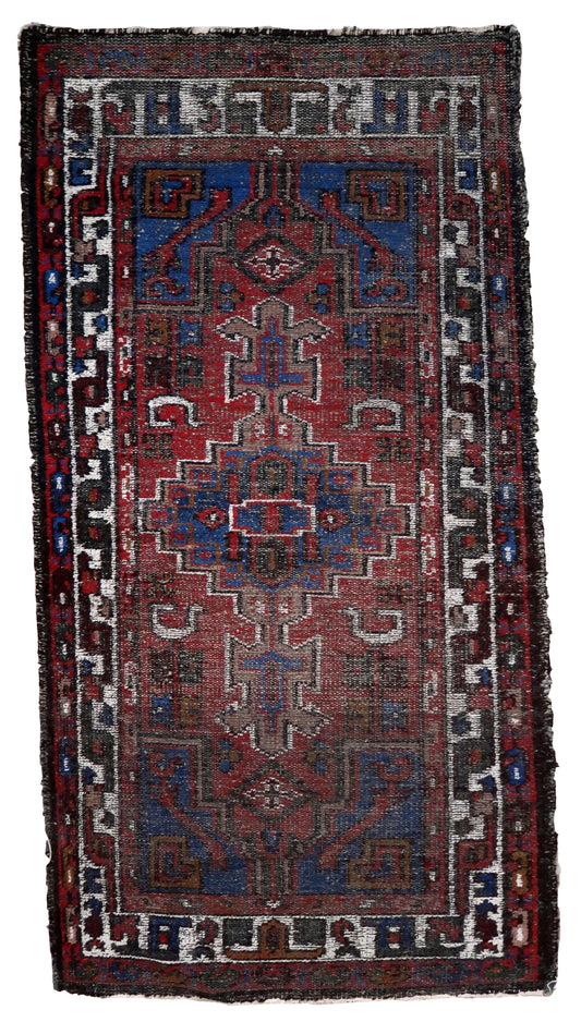 Handmade vintage Persian Hamadan distressed rug 1970s