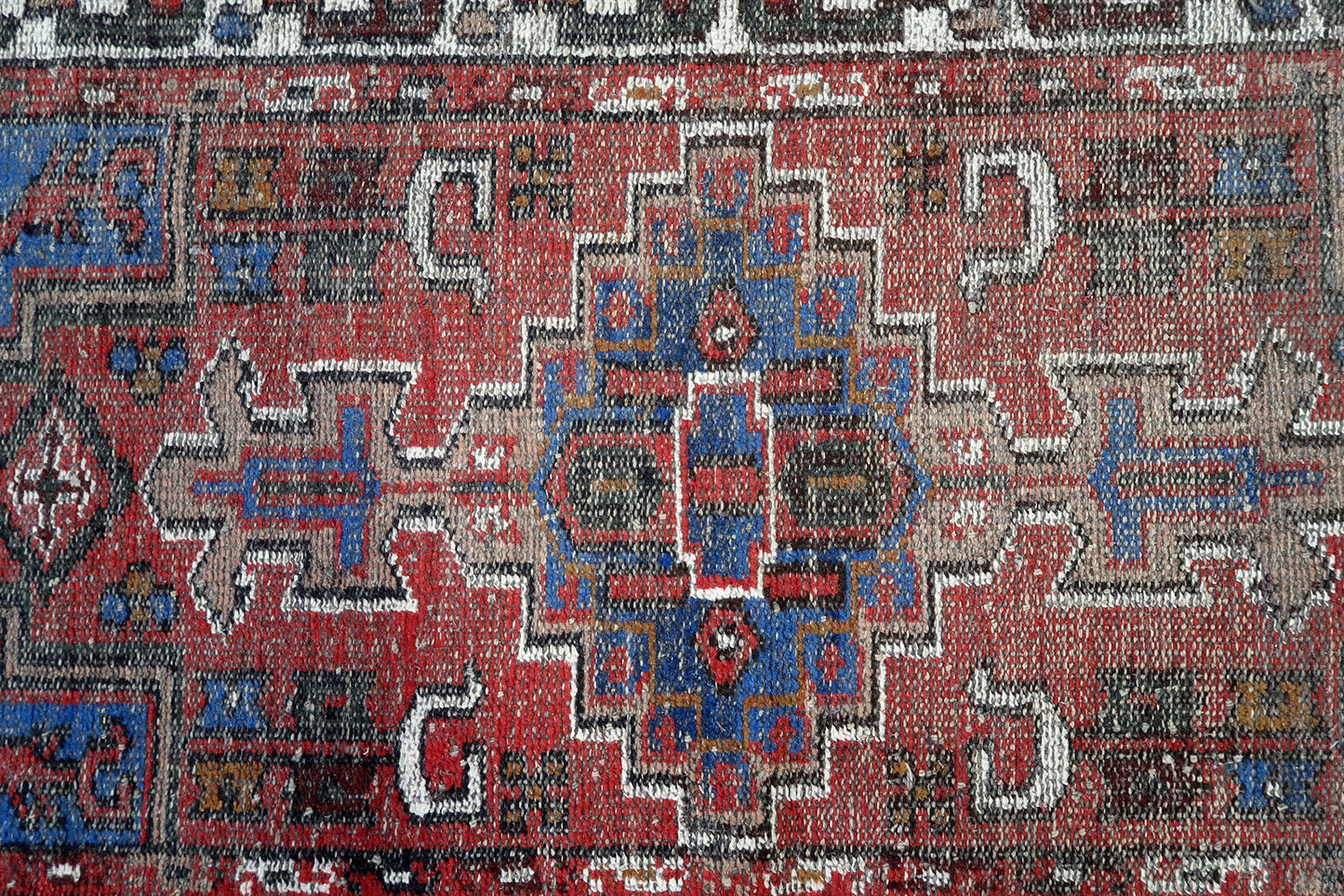 Handmade vintage Persian Hamadan distressed rug 1970s