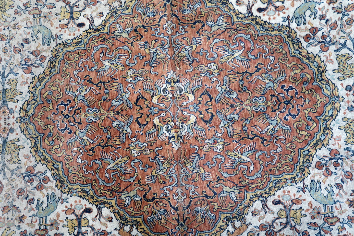 Vintage German Tabriz style distressed rug 1950s