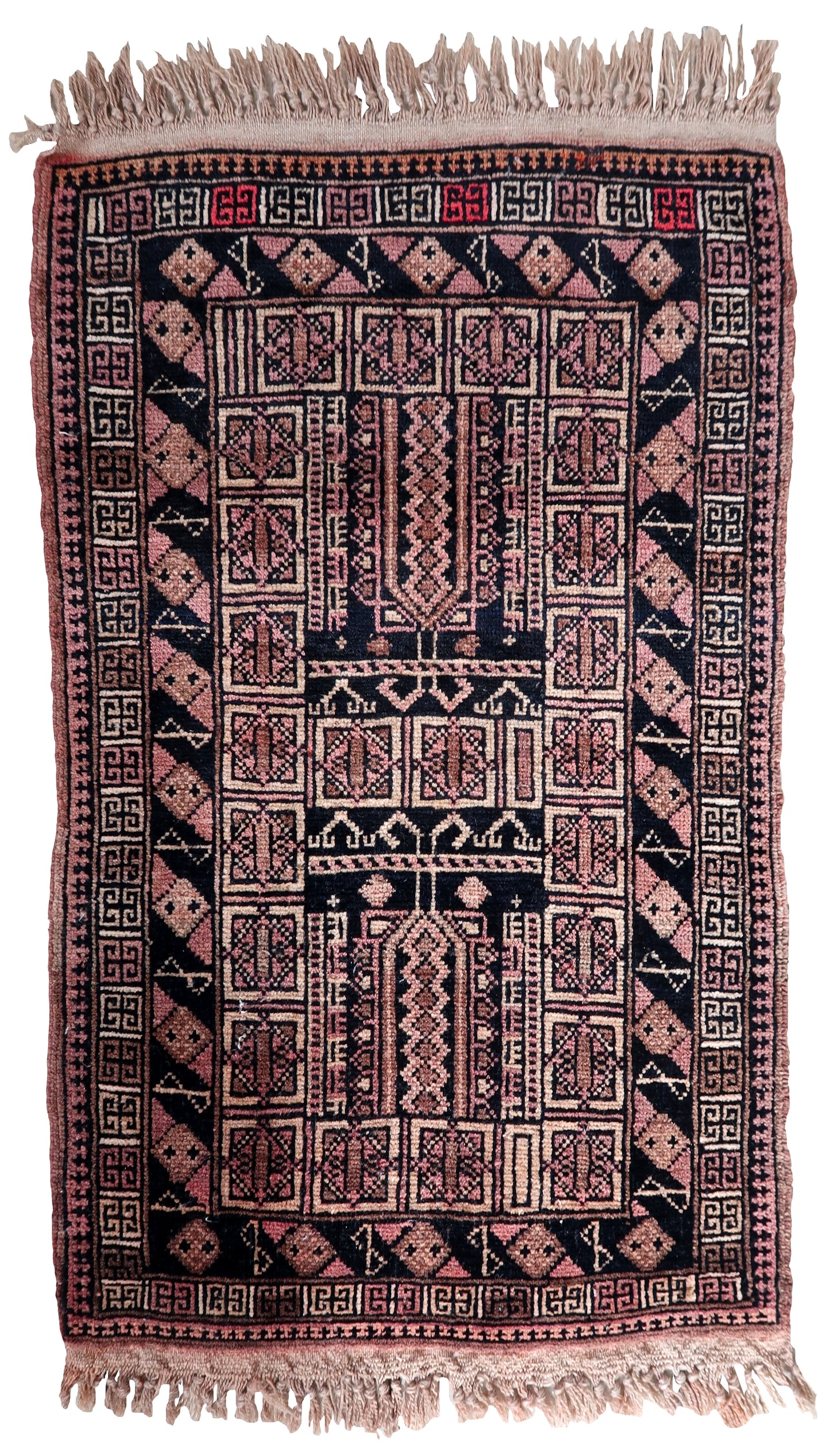 Handmade vintage Afghan Baluch rug 1950s