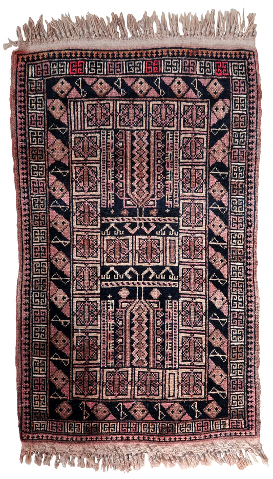 Handmade vintage Afghan Baluch rug 1950s