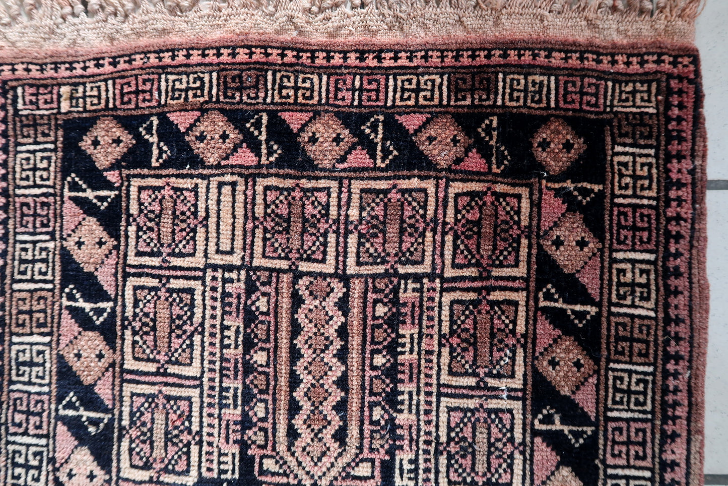 Handmade vintage Afghan Baluch rug 1950s