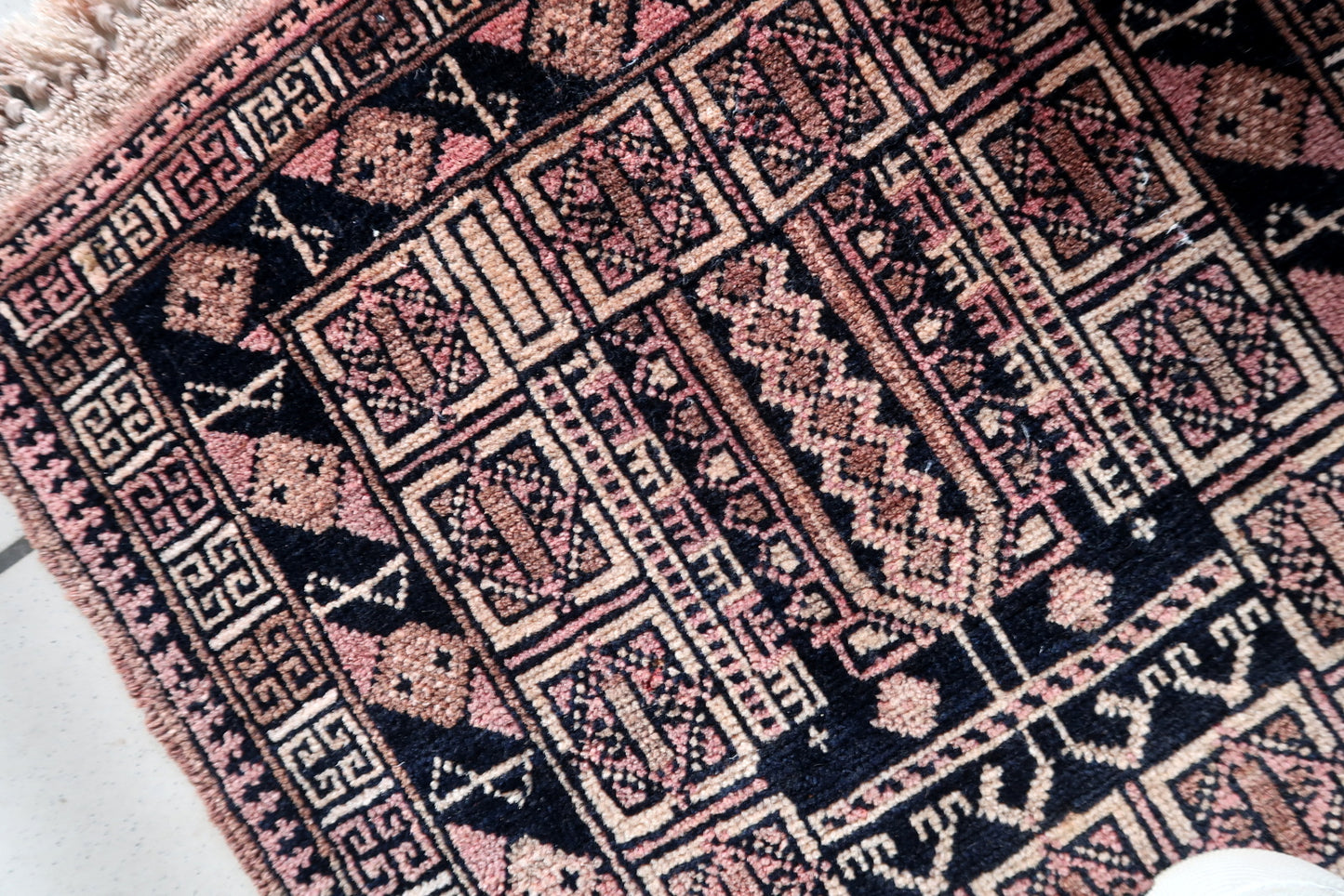 Handmade vintage Afghan Baluch rug 1950s