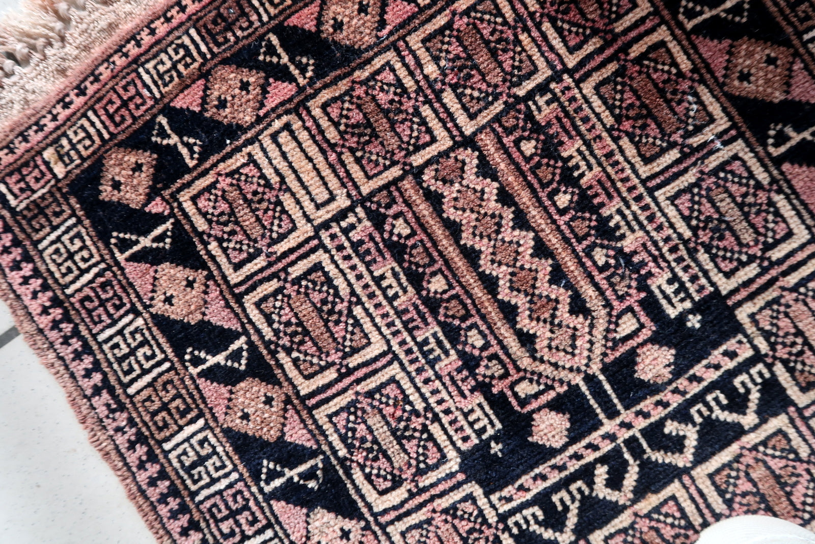 Handmade vintage Afghan Baluch rug 1950s