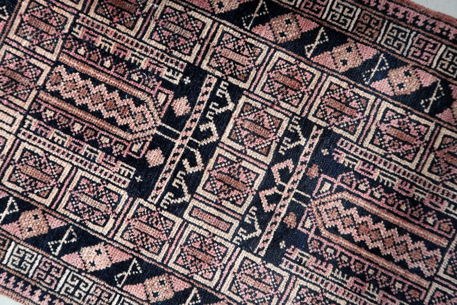 Handmade vintage Afghan Baluch rug 1950s
