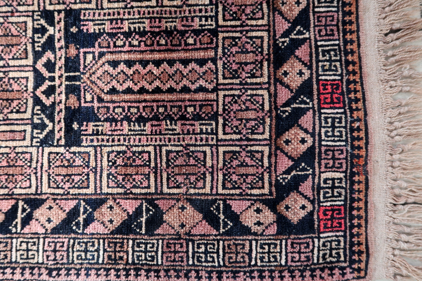 Handmade vintage Afghan Baluch rug 1950s