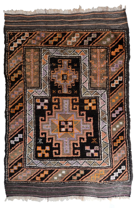 Handmade antique collectible Afghan Baluch prayer rug 1900s