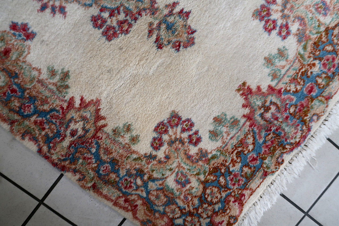 Handmade vintage Persian Kerman rug 1960s