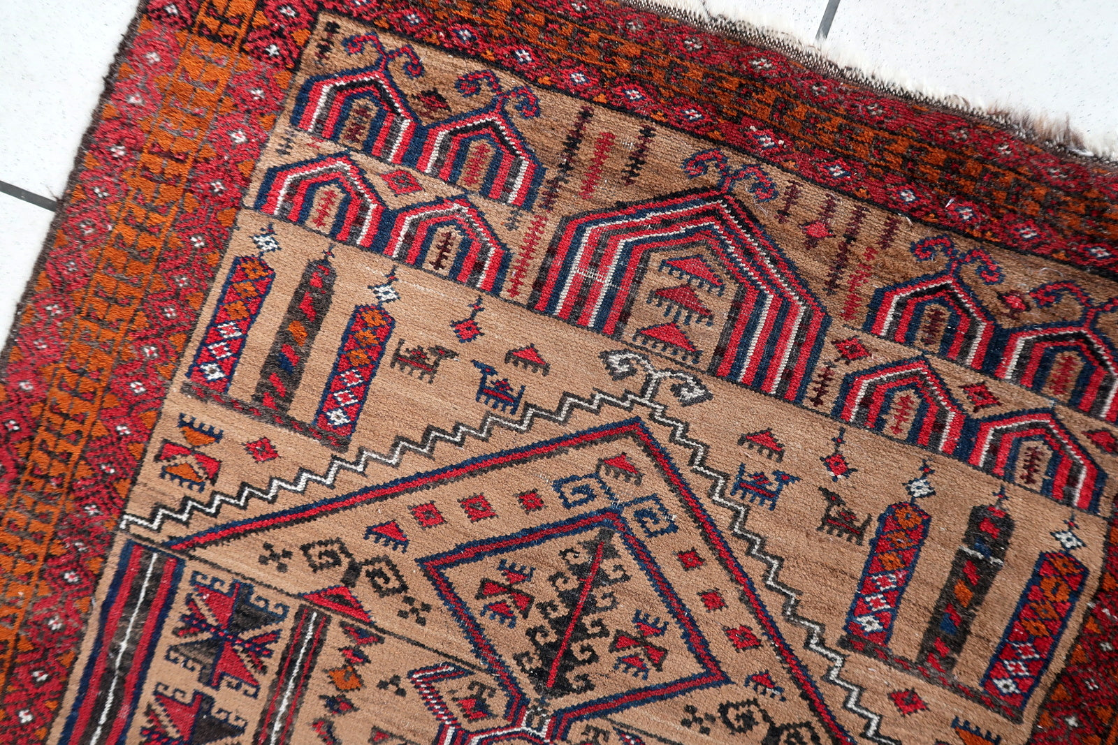 Handmade antique Afghan Baluch prayer rug 1920s