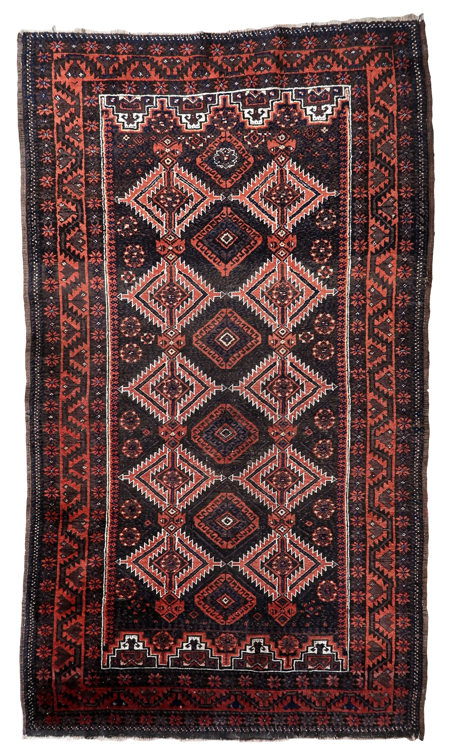 Handmade antique Afghan Baluch rug 1920s