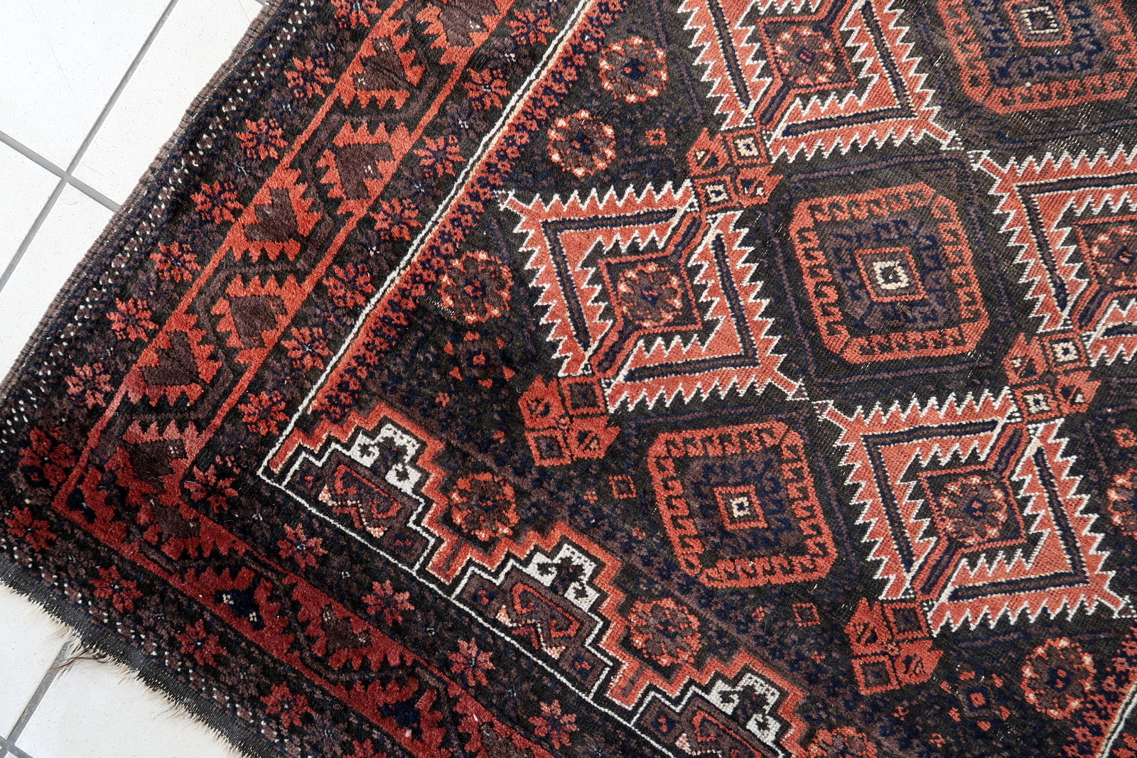 Handmade antique Afghan Baluch rug 1920s